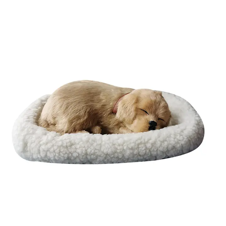 ZVD Realistic Sleeping Plush Breathing Cat Furry Dog With Mat Creative Animals Decor - 1