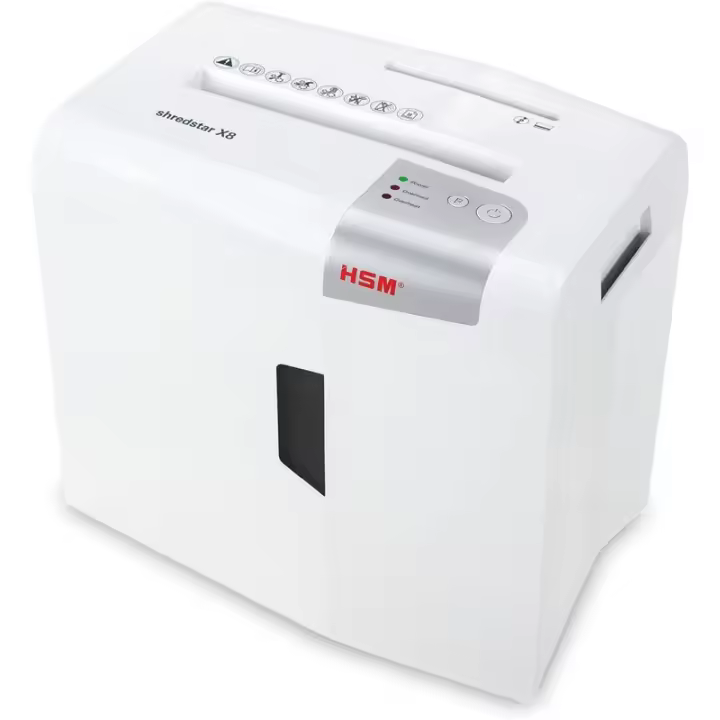 HSM X8 triturador de papel Corte en partículas 58 dB 22 cm Plata, Blanco - 1
