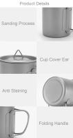 Taza De Camping De Titanio 450ml Utensilios De Cocina Para Exteriores Set De Cocina Para Viajes Y Pícnic Equipamiento De Mesa De Turista - details 9