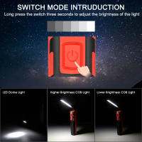 Lámpara De Trabajo LED COB Recargable USB Con Gancho Magnético Y Batería 18650 Torch Inspección Luz De Mano Impermeable 1200 Lumen - details 13