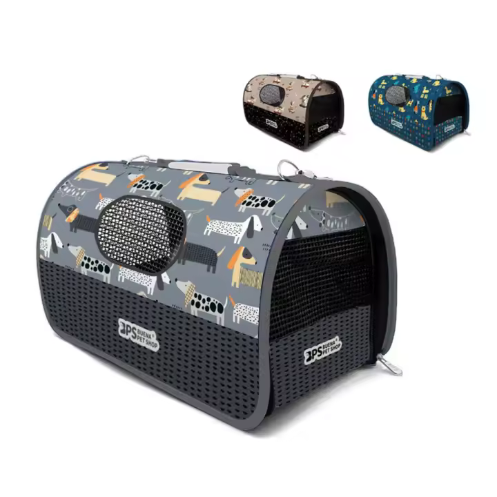 AKASA - Transportin negro o gris para mascotas, mochila con rejilla de ventilacion para perros y gatos, Bolsa de transporte con cremallera y asa para cachorros, varios tamaños. - 1