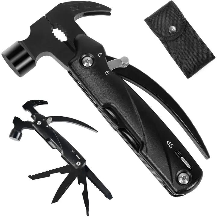 Multiuso 12 en 1 Plegables Alicate Multiuso Navaja Táctica Herramienta de Bolsillo y Fundamentos de Nailon, para Senderismo, Pesca, Acampar Y Reparación de Bricolaje - 1