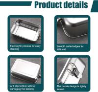 Stainless Steel Lunch Box, 1400ML Bento Box with Lock Clip, Leak-Proof Portable Food Storage Container for Salad Sandwich - details 1