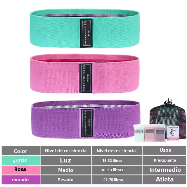 Bandas elásticas de resistencia para Yoga y Pilates, banda flexible para ejercicio, entrenamiento de glúteos y piernas, 3 piezas - 1
