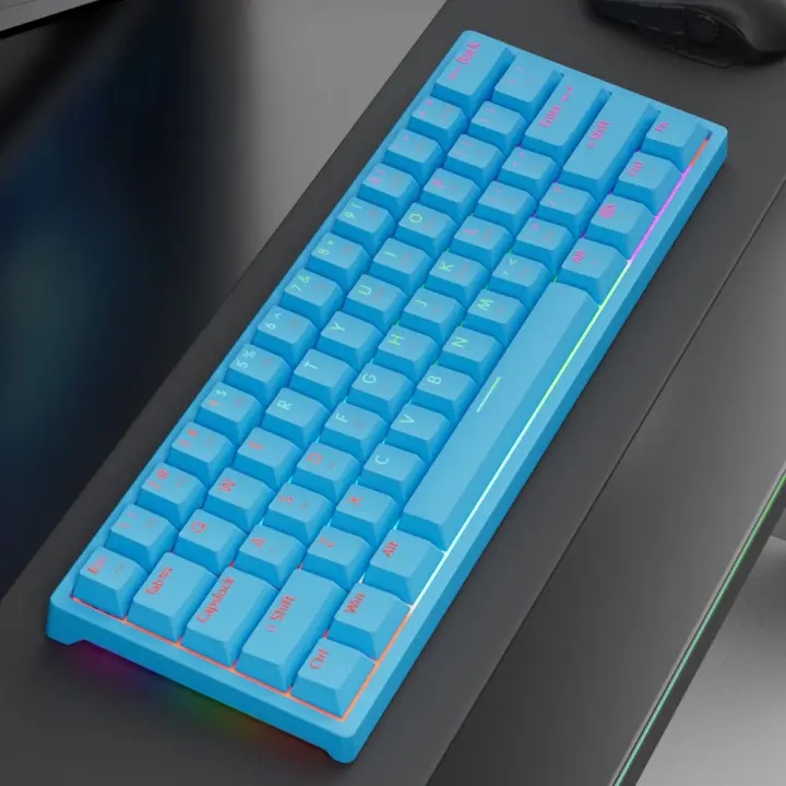Teclado Mecánico De Juego USB MUCAI MK61 61 Teclas Switch Rojo Cableado Con Cable Desmontable RGB Retroiluminado Intercambiable Caliente - 1