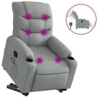 vidaXL Sillón de masaje eléctrico reclinable elevable tela Gris claro, Gris oscuro, Negro Sillon Dormitorio Sillon Comodos Silla Relax Sillón Sofá - details 4