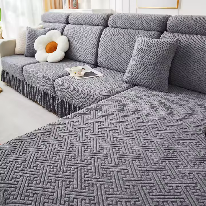Cubierta De Sofá Jacquard Con Falda Desmontable Y Lavable Estirable Para Sala De Estar Cubierta De Silla De Accento COFÁTICO - 1
