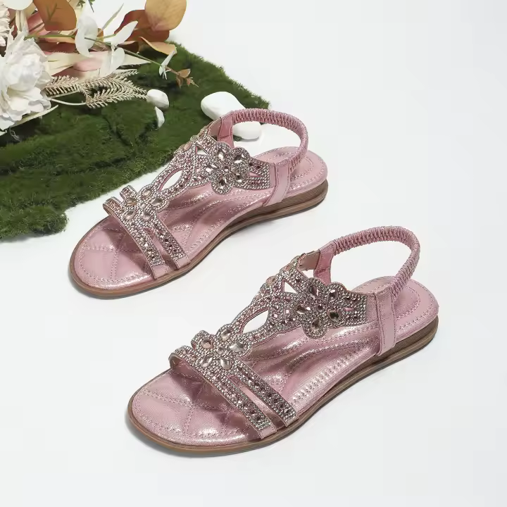 Sandalias Planas con diamantes de imitation Estilo Bohemio Zapatos de Mujer para el verano - 1