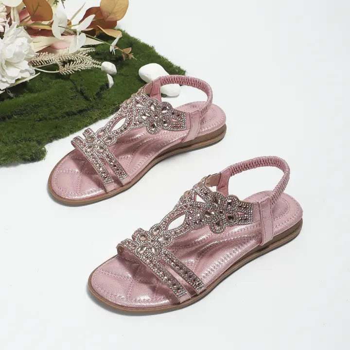Sandalias Planas con diamantes de imitation Estilo Bohemio Zapatos de Mujer para el verano - 1
