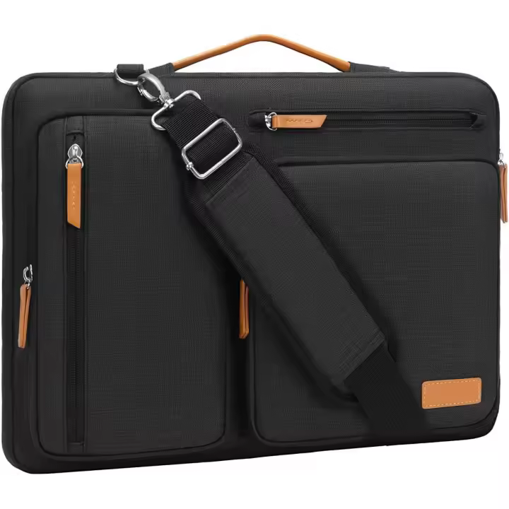 Bolso bandolera protector 360 para portátil, compatible con El MacBook Air de 15 pulgadas, con apertura lateral, 4 bolsos con Cremallera y ASA, color Negro. - 1
