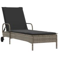 vidaXL Tumbona con ruedas y cojín ratán sintético Negro, Marrón, Gris Sillas de Exterior Ideal para jardín, playa, piscina, terraza Tumbona Piscina Tumbonas Playa Tumbonas Jardín Exterior - details 2