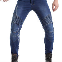 Jeans De Motociclista Para Hombre Con Bordado Y Protección De Rodilla Pantalones Motocross Con Cinturón Equipamiento Protector - details 2