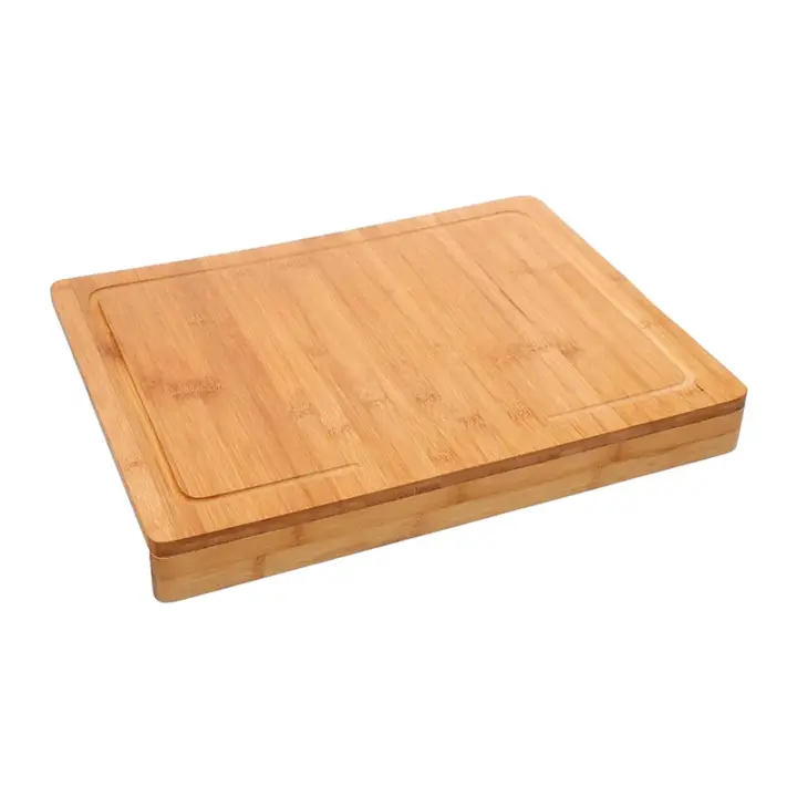 Tabla Cortar con Borde para Encimera,Tablas Modernas para Preparar, Cortar, Trocear, Picar, Cocina, Rectangular, Grande, Bambú, 45*35 cm/35*25cm, Marrón - 1