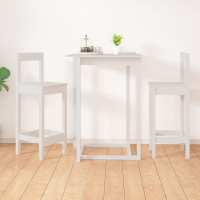 vidaXL Taburetes altos 2 uds madera maciza pino 40x41,5x112 cm en color Blanco/Natural | cómodas modernas ergonómicas para comedor cocina salón hogar - details 0