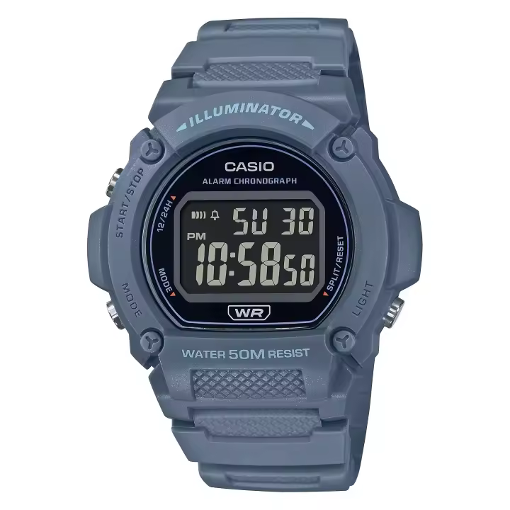 ​reloj deportivo hombre Casio W-219HC-2BV 50m WR 47.1mm Iluminación LED alarma cronógrafo - 1