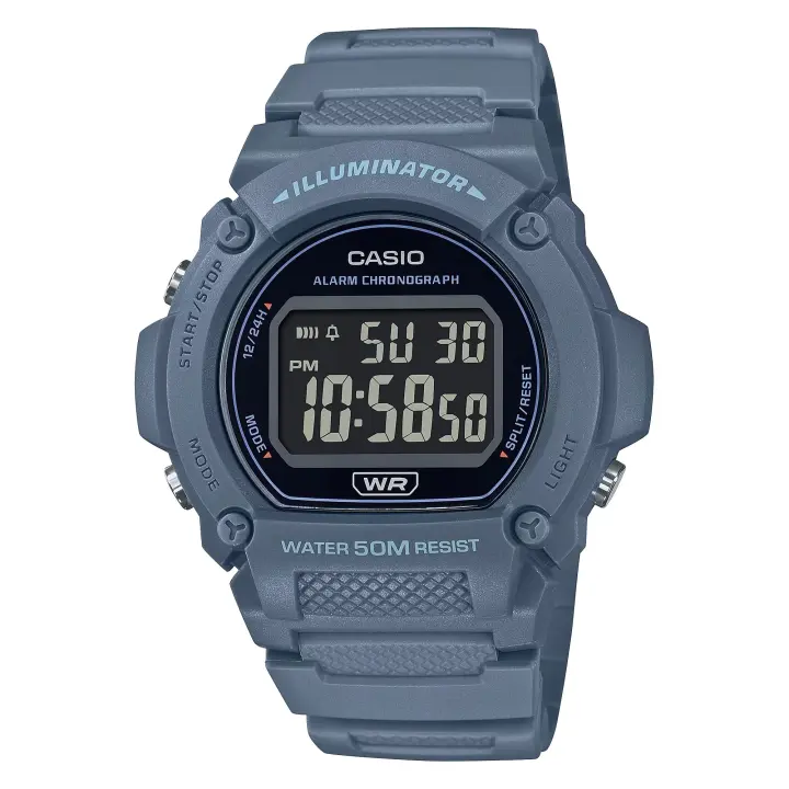 ​reloj deportivo hombre Casio W-219HC-2BV 50m WR 47.1mm Iluminación LED alarma cronógrafo - 1