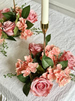Corona De Velas De Boda Con Rosas Artificiales Guirnalda De Seda Para Decoración De Mesa Y Hogar Con Flores De Poliéster - details 4