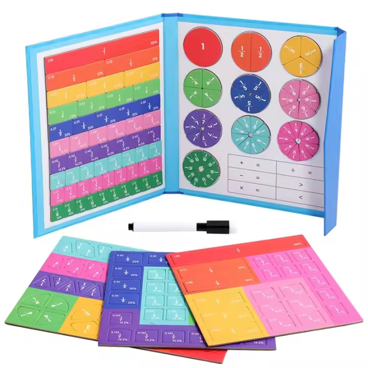 Juguete Educativo De Matemáticas Con Fracciones Magnéticas Montessori Para Niños Tablero De Aritmética De Madera Regalo De Navidad - 1