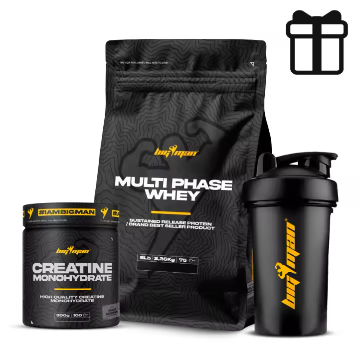 Bigman Multi-Phase Whey + Creatina 300g + Regalo Shaker - Maximiza Tu Rendimiento Deportivo y Aumenta Tu Energía Muscular - 1