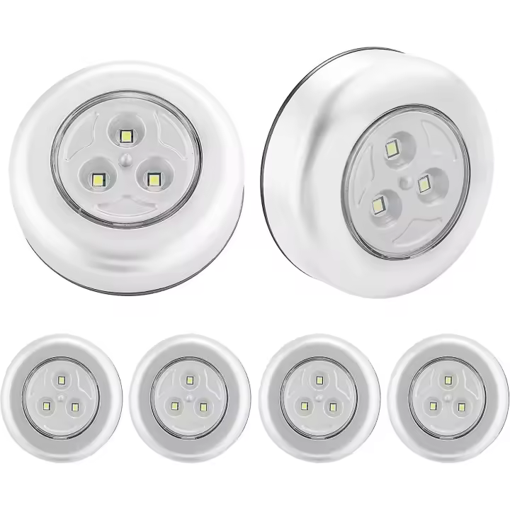 Luces de noche Lámpara LED 6 piezas Lámpara de punto LED autoadhesiva Iluminación adicional para escalera de armario - 1