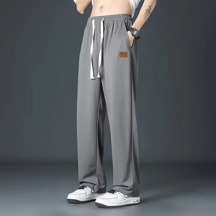 Pantalones De Jogger Largos Casuales Para Hombre Para Secado Rápido Primavera Verano Delgados Moda Rectos Sueltos Fluidejos Trousers - 1