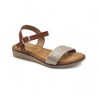 Calzados soraia, Sandalias Casual para Mujer - Correa Marrón con Detalle Trenzado Beige y Suela Plana - details 2