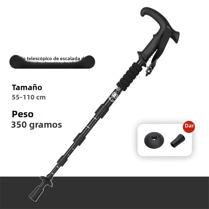 Palo De Caminar Plegable Portátil De 4 Secciones Para Senderismo Y Camping Aluminio Telescopio Antideslizante Para Ancianos - 1