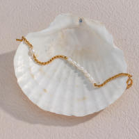 Pulsera Elegante De Perlas Y Acero Inoxidable E.B.belle Para Mujer Pulsera De Cadena Tejida Polida Resistente Al Agua Para Fiestas - details 5