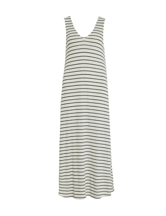 Vestido Vila Latia blanco rayas azules y tirantes para mujer - 1