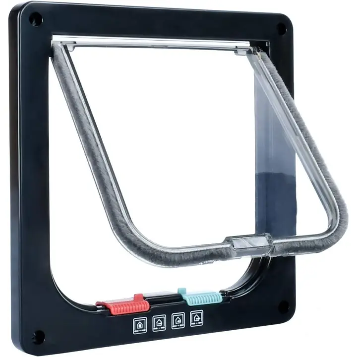 Solapa de gato, bloqueo manual de 4 vías, ahorro de energía, resistente a la intemperie, conveniente, perro pequeño, fácil de instalar y usar, versión mejorada - 1