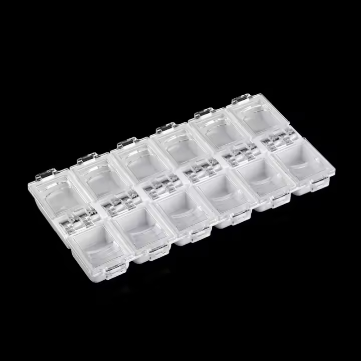 Caja De Almacenamiento Para Uñas Con 12 Compartimentos Organizador De Joyas Caja Para Flores Secas Contenedor De Strass Caja De Herramientas Para Manicura - 1