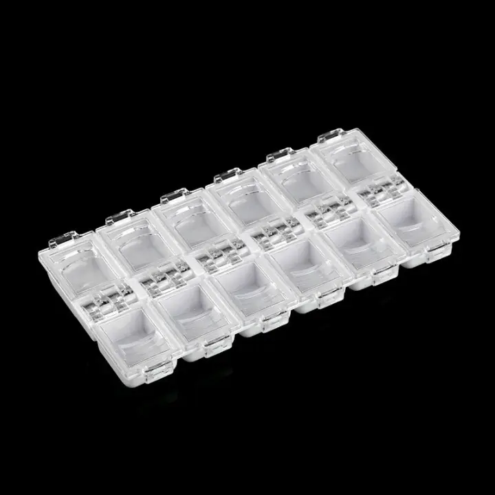 Caja De Almacenamiento Para Uñas Con 12 Compartimentos Organizador De Joyas Caja Para Flores Secas Contenedor De Strass Caja De Herramientas Para Manicura - 1