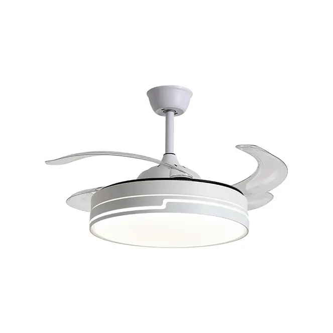 MINI Ventilador de Techo ROBIN con Motor DC y Aspas Desplegables con Luz Led 24W MEMORIA y Regulable en intensidad DIMMER (luz nocturna) - Marca BEL AIR HOME - Silencioso y Eficiente - Control Remoto Incluido - Ideal para Dormitorios - 1