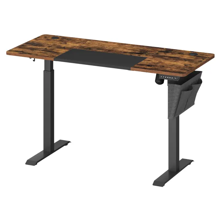 SONGMICS Escritorio Regulable en Altura, Mesa Regulable, 60 x 140 x (72-120) cm, Ajustable sin Escalonamiento, Memoria con 4 Alturas, ProtecciÓn de Accionamiento, Marrón Rústico, Negro/Blanco básico y Gris/Amarillo Paja y Blanco Clásico/Blanco Simple y Be - 1