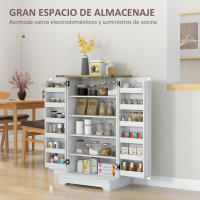 HOMCOM Armario Despensa Cocina Armario de Cocina con 2 Puertas y 16 Estantes Alacena Rústica con Estantes Ajustables para Comedor Salón 60x40x104 cm Crema - details 0