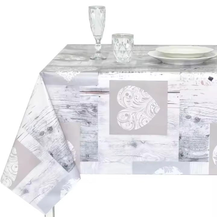 hule mesa rectangular, manteles mesa, mantel, mantel hule, mesa comedor, mantel mesa rectangular, mantel pvc mesa rectangular, Impermeable, Para mesa rectangular, Fácil de limpiar, Nogal europeo, Madera, Corazón, Cookies, Marrón, Gris claro 4044 - 1