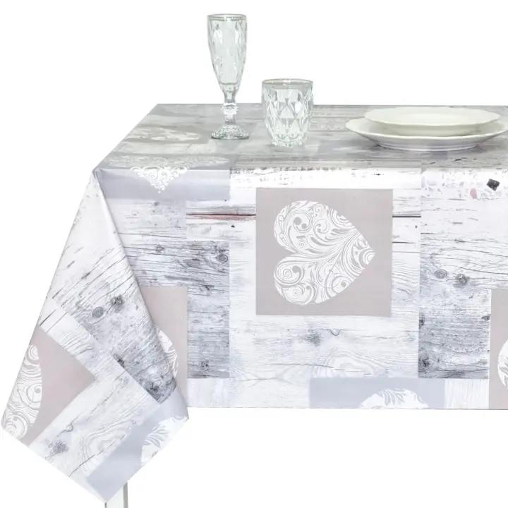 hule mesa rectangular, manteles mesa, mantel, mantel hule, mesa comedor, mantel mesa rectangular, mantel pvc mesa rectangular, Impermeable, Para mesa rectangular, Fácil de limpiar, Nogal europeo, Madera, Corazón, Cookies, Marrón, Gris claro 4044 - 1