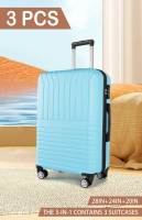 S7 STAR Juego de viajes 3 Maletas Tamaños 20", 24" y 28" Carcasa Ligera de ABS, Cerradura Numérica, 4 Ruedas Giratorias 360°, Asa Telescópica de Aluminio Juego de Maletas Set Trolley Maleta Cabina - details 0