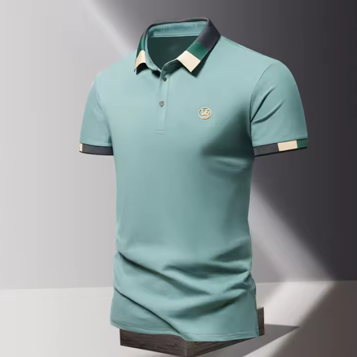 Camisa POLO Para Hombre Verano Moda Seda De Hielo Secado Rápido Manga Corta T-shirt Color Sólido Suelta Collar De Negocios Algodón Puro Top - 1