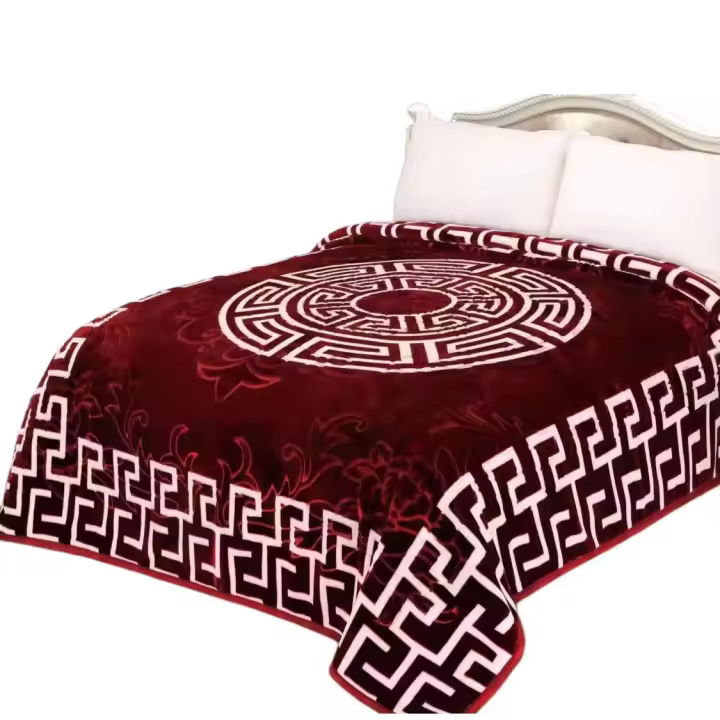 Manta Terciopelo Estampada de Rojo versac 4kg, 200x240cm 100% poliéster para cama 135/150cm - 1