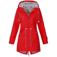 Chaqueta De Lluvia Para Mujer Ligera Impermeable Estilo Trench Con Cordón Ideal Para Caminatas Casuales Al Aire Libre - details 5