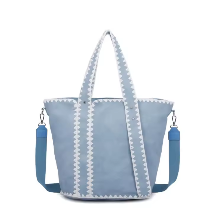 1990s Bolso Tote Grande para Mujer con Ribetes Blancos - Ideal para Verano - 1