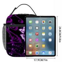 Bolsa De Almuerzo Portátil Para Niños Con Patrón De Mariposa Morada Doble Capa Térmica Reutilizable Bolsa Fría De Almuerzo De Dibujos Animados 2D - details 6