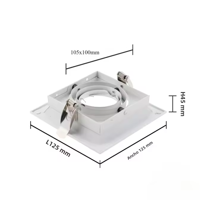 Soporte De Techo Recipiente Negro Cuadrado Ajustable Para Bombillas GU10 O MR16 Base LED Y Halogena Instalación Integrada Luz De Punto - 1