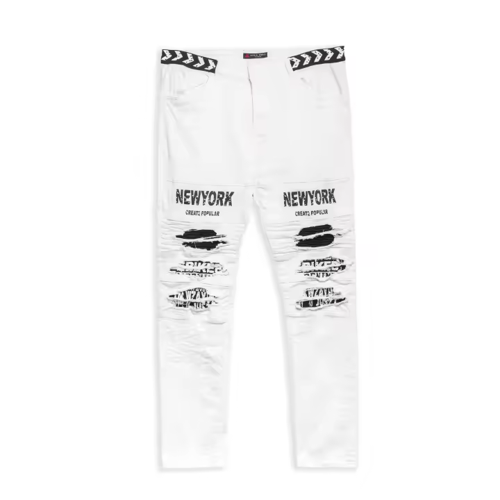 Pantalon Area Zero Blanco Wzaye Are You Ok Waistband - 1