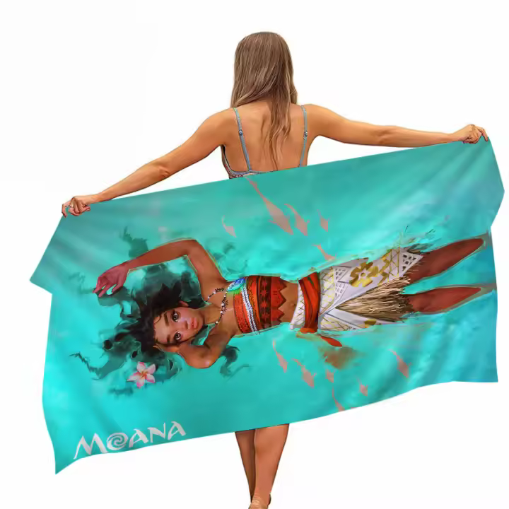 Toalla De Baño De Microfibra Moana Cartoon Para Playa Y Gimnasio Secado Rápido Accesorios De Gimnasio Decoración De Habitación Tamaño 30x60 Cm - 1