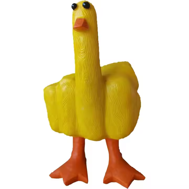 Figuras de resina de pato de dedo medio, adorno de pato grosero, divertida estatua de pato de dedo medio para decoración del escritorio de la oficina en casa, divertidos regalos de broma de dedo medio extraños, decoración artística de pato de porche - 1