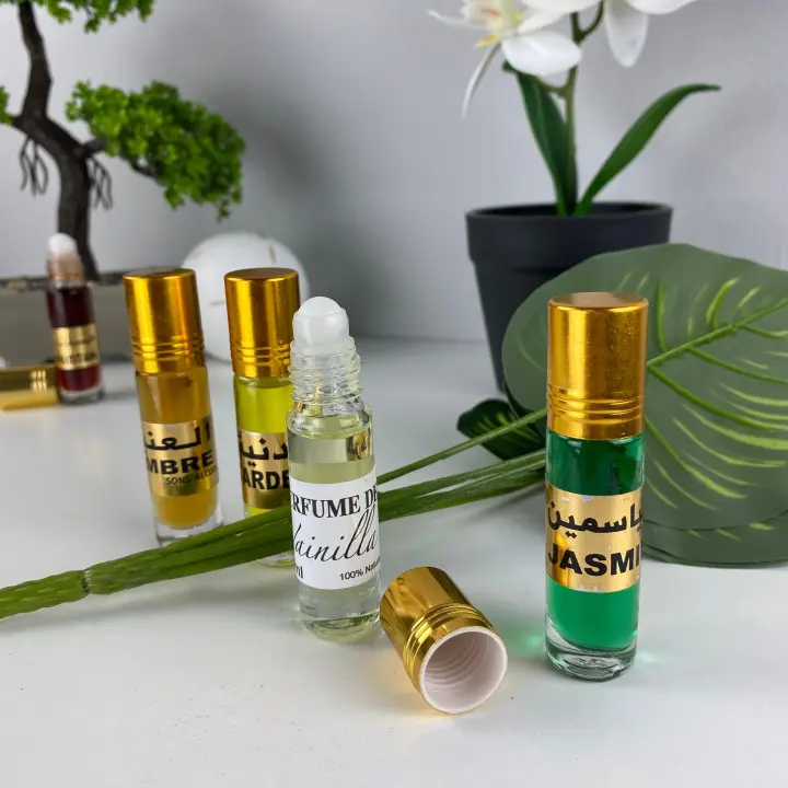 2x Perfume Árabe Concentrado Deluxe 13 Fragancias 6ml - Puro, Unisex, Roll-On para Cuello, Muñeca y Más - Set 2 Unidades a tu elección - 1