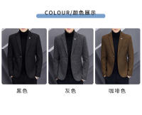 Chaqueta De Moda Para Hombres Estilo Coreano Ajustada Y Elegante Para Otoño Invierno Cierre Simple Traje Casual Grueso - details 14