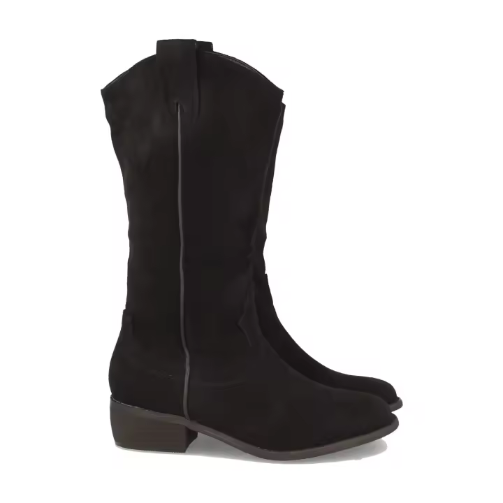 PuntoSalao Botas con tacón bajo cómodo tira en caña mujer color negro - 1